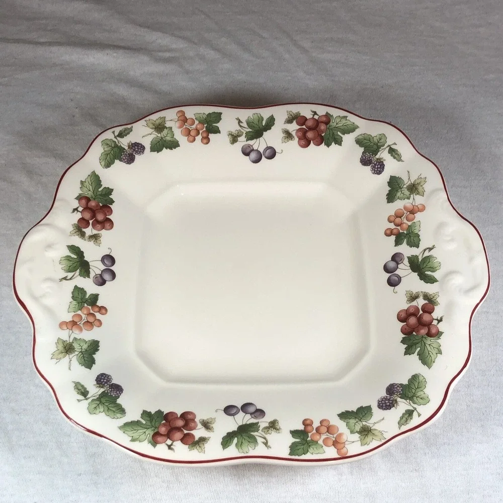 Wedgewood Queen's Ware Queenswear Province Square Platter Cake Plate Fruit